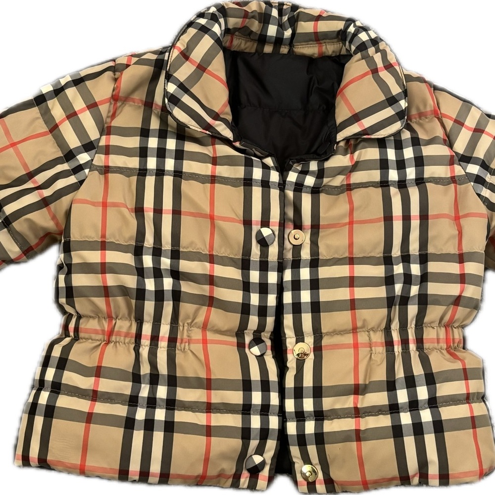 Burberry Tan Checkered Puffer Jacket